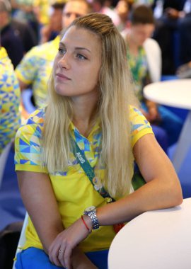 Rio 2016 Olimpiyat Oyunları kadın Sabre bireysel şampiyonasında bronz madalya almıştır Olga Kharlan Ukrayna Ukrayna Olimpiyat Komitesi Resepsiyon sırasında