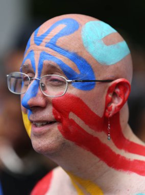 Sanatçılar tüm şekil ve büyüklükte 100 tam çıplak modeller 4 Nyc vücut boyama gündüz boyama