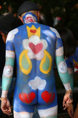 Sanatçılar tüm şekil ve büyüklükte 100 tam çıplak modeller 4 Nyc vücut boyama gündüz boyama