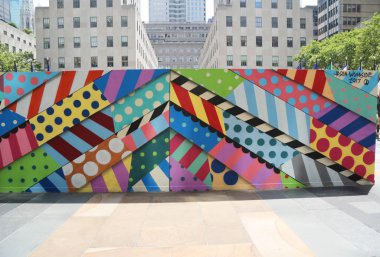 Midtown Manhattan'da Rockefeller Plaza'daki duvar sanat 