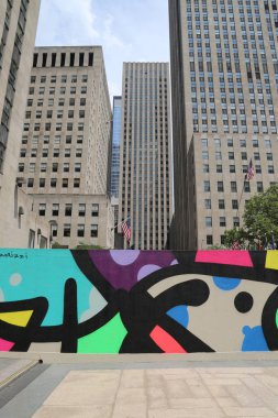 Midtown Manhattan'da Rockefeller Plaza'daki duvar sanat 