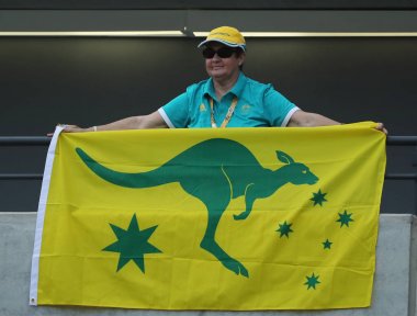 Avustralya spor fan destek ekibi Avustralya Rio 2016 Olimpiyat Oyunları sırasında Olimpiyat Parkı