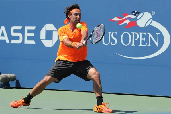 Professionele tennisspeelster Marcos Baghdatis Cyprus in actie tijdens ons Open 2016 ronde vier overeenkomen met — Stockfoto