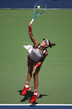 Grand Slam şampiyonu Garbina Muguruza eylem onun bize açık 2017 sırasında İspanya birinci tur maç