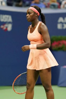  Eylem bize açık 2017 onun yarı final maç sırasında profesyonel tenis oyuncusu Sloane Stephens Amerika Birleşik Devletleri