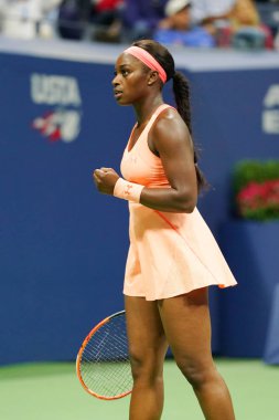  Eylem bize açık 2017 onun yarı final maç sırasında profesyonel tenis oyuncusu Sloane Stephens Amerika Birleşik Devletleri