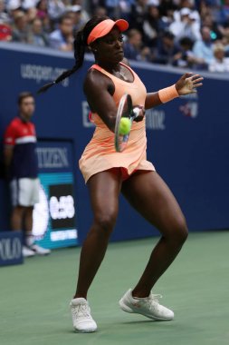 Bize açık 2017 Madison anahtarları karşı onu final maçı sırasında eylem Sloane Stephens Amerika Birleşik Devletleri şampiyonu