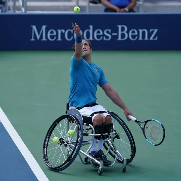Профессиональный игрок в теннис на колясках Гордон Рид во время полуфинала US Open 2017 Wheelchair Men 's Single — стоковое фото
