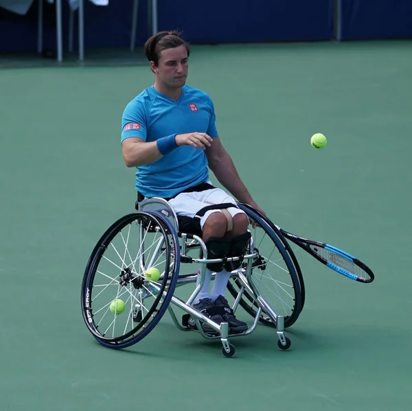 İngiliz profesyonel tekerlekli sandalye tenis oyuncusu Gordon Reid eylem sırasında bize açık 2017 tekerlekli sandalye erkekler tekler yarı final