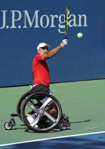 US Open 2017 Wheelchair Men's Singles champion Stephane Houdet of France in action during Wheelchair Men's Singles semifinal — Stock Photo, Image