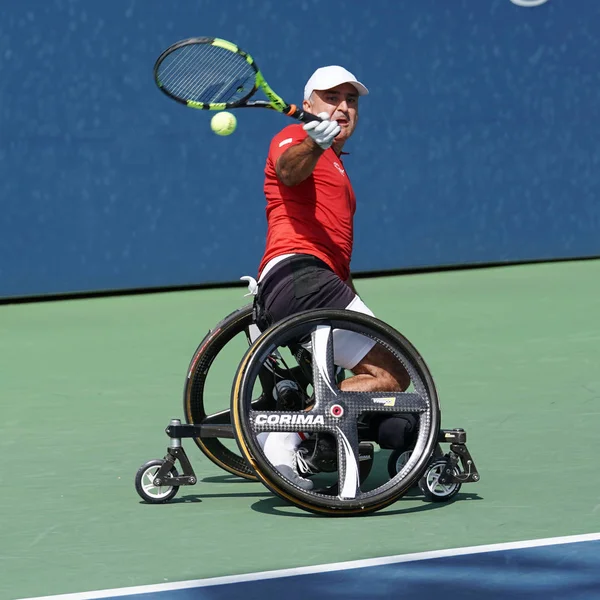 US Open 2017 en fauteuil roulant Le champion de France Stéphane Houdet en demi-finale masculine en fauteuil roulant — Photo