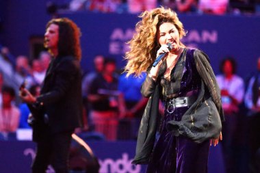 Canadian country singer and songwriter Shania Twain performs at 2017 US Open opening night ceremony