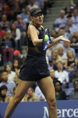Beş kez Grand Slam şampiyonu Maria Sharapova Rusya eylem sırasında onun bize açık 2017'ın birinci tur maç