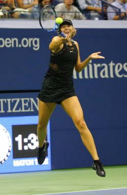 Beş kez Grand Slam şampiyonu Maria Sharapova Rusya eylem sırasında onun bize açık 2017'ın birinci tur maç