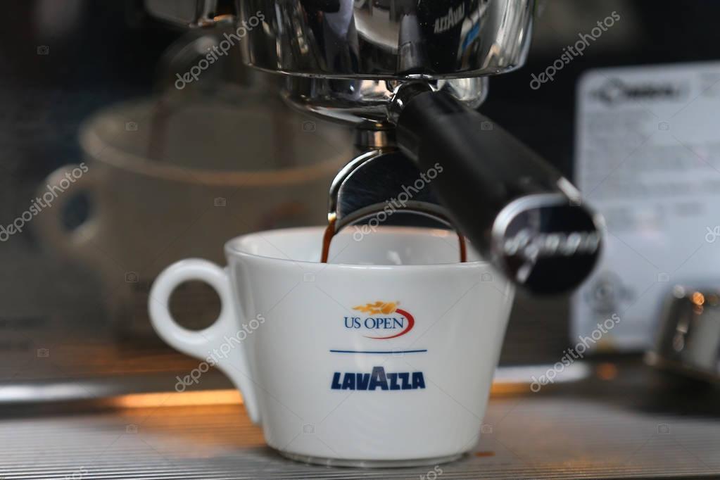 NEW YORK - AUGUST 27, 2017: Lavazza coffee presented at the National Tennis Center during 2017 US Open in New York. Lavazza coffee is the official coffee of the US Open