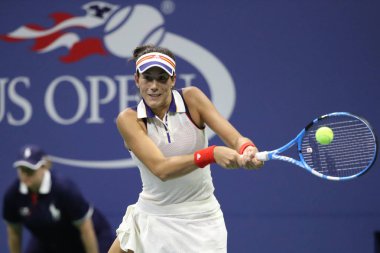 Grand Slam şampiyonu Garbina Muguruza İspanya onun bize açık 2017 yuvarlak 4 maç sırasında eylem