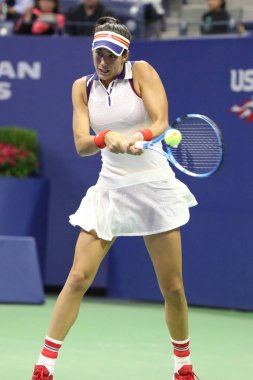 Grand Slam şampiyonu Garbina Muguruza İspanya onun bize açık 2017 yuvarlak 4 maç sırasında eylem