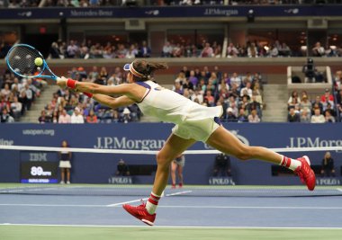 Grand Slam şampiyonu Garbina Muguruza İspanya onun bize açık 2017 yuvarlak 4 maç sırasında eylem