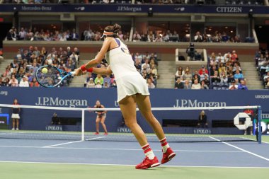 Grand Slam şampiyonu Garbina Muguruza İspanya onun bize açık 2017 yuvarlak 4 maç sırasında eylem