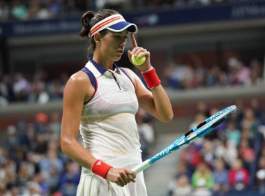 Grand Slam şampiyonu Garbina Muguruza İspanya onun bize açık 2017 yuvarlak 4 maç sırasında eylem