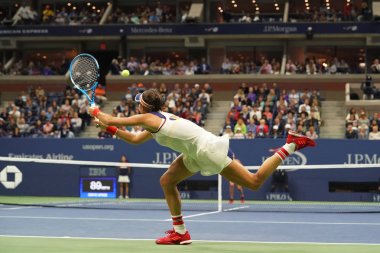 Grand Slam şampiyonu Garbina Muguruza İspanya onun bize açık 2017 yuvarlak 4 maç sırasında eylem