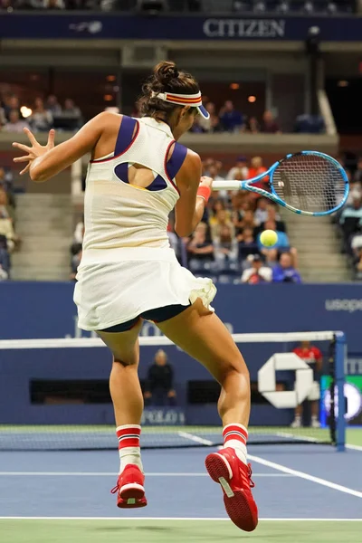 그녀의 우리 오픈 2017 중 행동에 스페인의 그랜드 슬램 챔피언 Garbina Muguruza 라운드 4 경기 — 스톡 사진