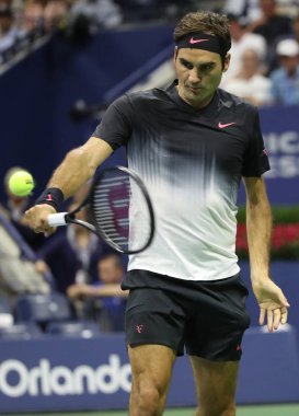 Grand Slam şampiyonu Roger Federer İsviçre onun bize açık 2017 yuvarlak 4 maç sırasında eylem