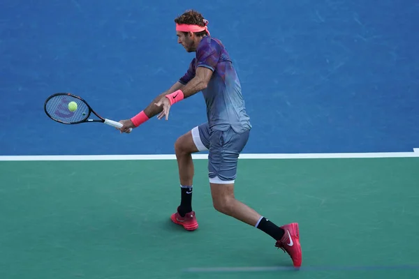 Grand Slam Champion Juan Martin Del Potro of Argentina in action during his US Open 2017 round 4 match — Stock Photo, Image