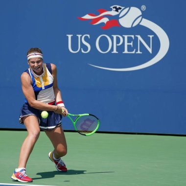 Eylem sırasında onun bize açık 2017 yılında Grand Slam şampiyonu Jelena Ostapenko Letonya ikinci tur maç