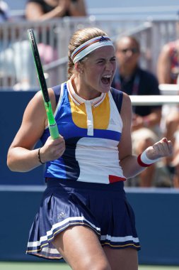 Eylem sırasında onun bize açık 2017 yılında Grand Slam şampiyonu Jelena Ostapenko Letonya ikinci tur maç