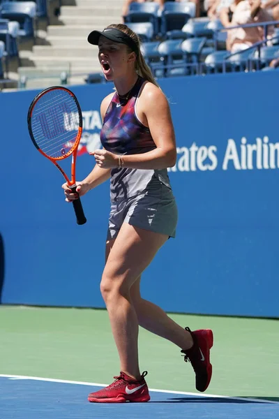 Profesionální tenista Barthelové Ukrajiny v akci během její nás Open 2017 druhé kolo zápas — Stock fotografie