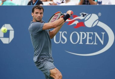 Profesyonel tenis oyuncusu Grigor Dimitrov Bulgaristan eylem onun bize açık 2017 sırasında ikinci tur maç