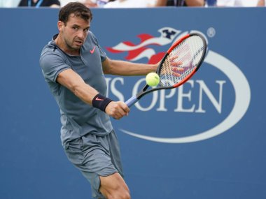 Profesyonel tenis oyuncusu Grigor Dimitrov Bulgaristan eylem onun bize açık 2017 sırasında ikinci tur maç