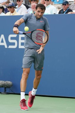 Profesyonel tenis oyuncusu Grigor Dimitrov Bulgaristan eylem onun bize açık 2017 sırasında ikinci tur maç