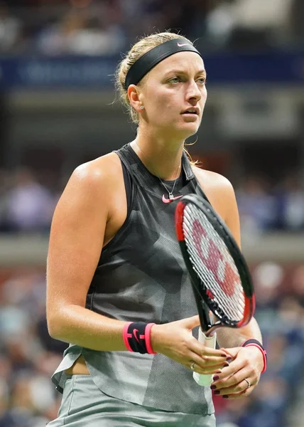 Two times Grand Slam champion Petra Kvitova in action during her US Open 2017 round 4 match — Stock Photo, Image