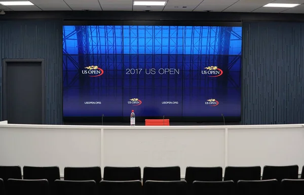 Press conference room at Billie Jean King National Tennis Center during 2017 US Open — Stock Photo, Image