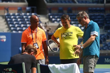  Profesyonel tenis oyuncusu David Goffin ile onun teknik direktörü Thierry Van Cleemput bize açık 2017 Belçika uygulamaları