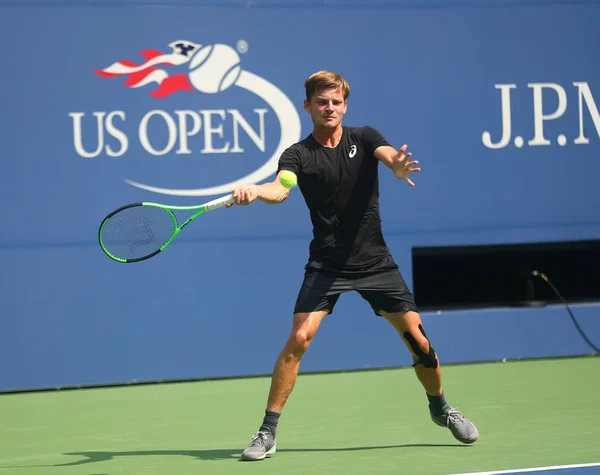 David Goffin, joueur de tennis professionnel de Belgique, s'entraîne pour l'US Open 2017 — Photo