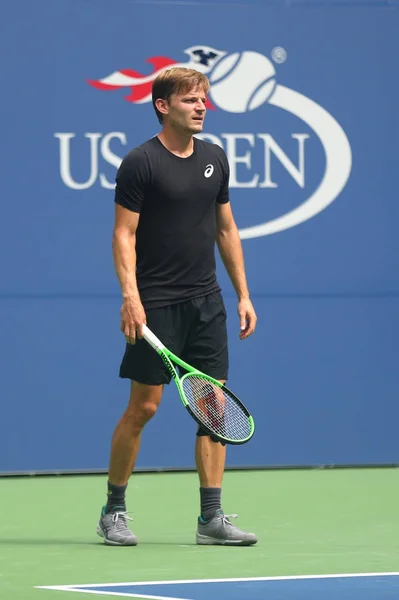 El tenista profesional David Goffin de Bélgica practica para el US Open 2017 — Foto de Stock