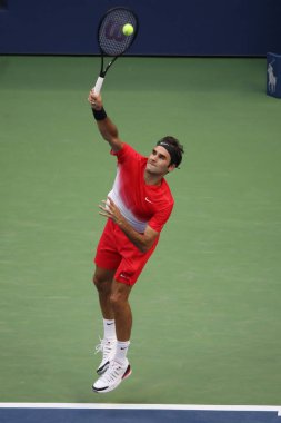 Grand Slam şampiyonu Roger Federer İsviçre onun bize açık 2017 yuvarlak 2 maç sırasında eylem