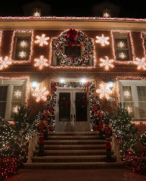 Brooklyn Nueva York Noviembre 2017 Exhibición Luces Decorativas Casas Navidad — Foto de Stock