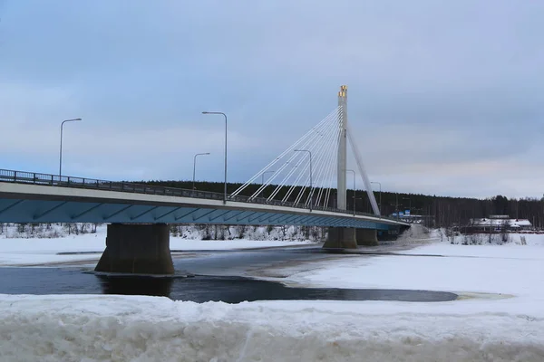 Rovaniemi Finnland Februar 2017 Die Jatkankynttila Brücke Oder Holzfällerbrücke Über — Stockfoto