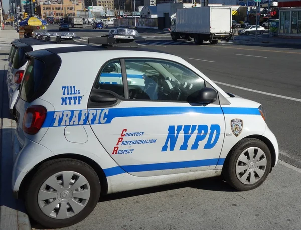 New York November 2017 Nypd Traffic Patrol Smart Cars Lower — Stock Photo, Image