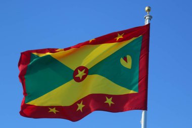 Yüksekten uçuyor Grenada bayrağı