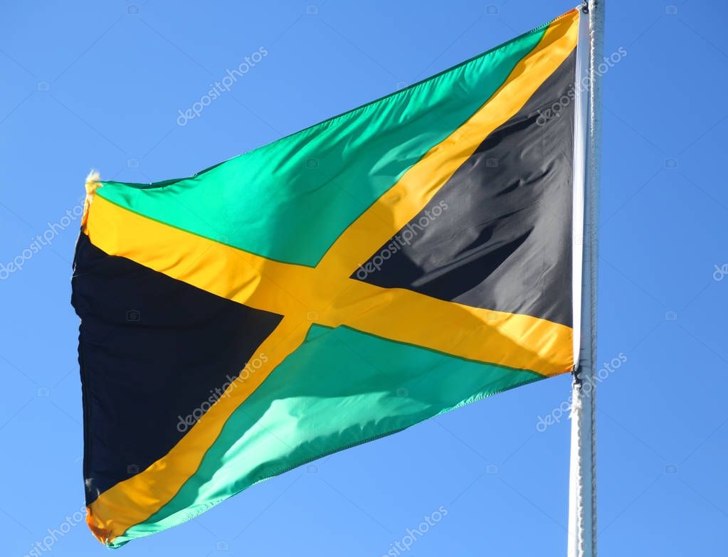 Flag Jamaica Flying High — Stock Photo © zhukovsky 176717764