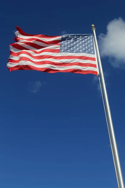 風の中のアメリカ国旗 — ストック写真