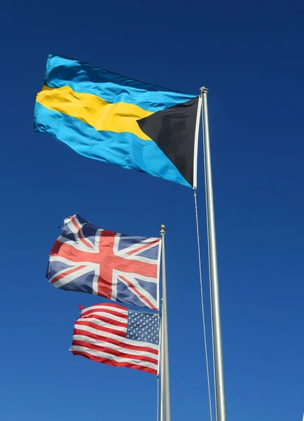 ธงชาต สหร ฐอเมร สหราชอาณาจ และบาฮามาส — ภาพถ่ายสต็อก