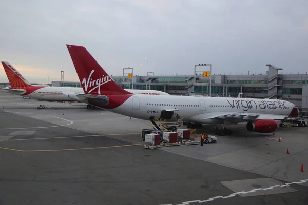 New York December 2017 Virgin Atlantic Air India Planes Tarmac — Stock Photo, Image