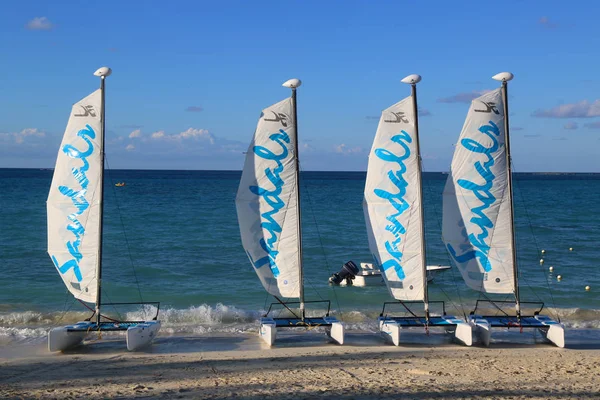 巴哈马 2017年12月3日 凉鞋比猫双体船为游客准备在缆车电缆海滩在巴哈马拿骚皇家巴哈马豪华度假村 — 图库照片