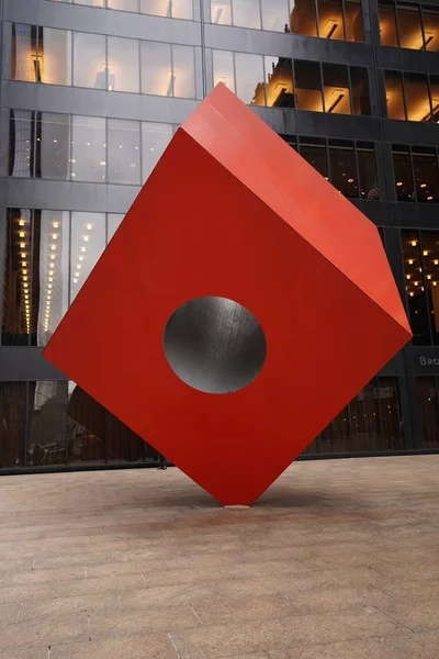 New York Décembre 2017 Red Cube Isamu Noguchi Dans Lower — Photo